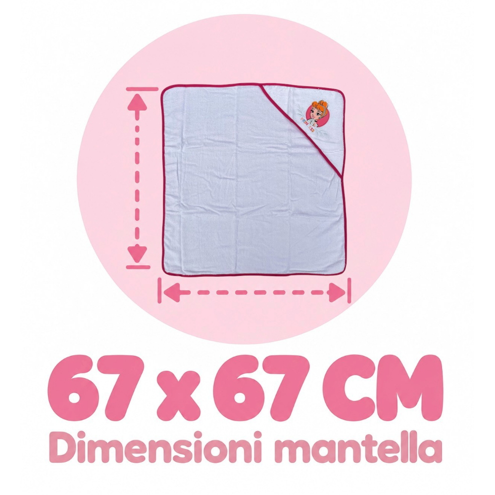 Accappatoio Triangolo Cenerentola Principesse DISNEY Neonata Bambina Asciugamano in Cotone - Pri1633rosascuro