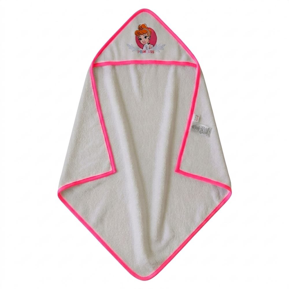 Accappatoio Triangolo Cenerentola Principesse DISNEY Neonata Bambina Asciugamano in Cotone - Pri1633fucsia