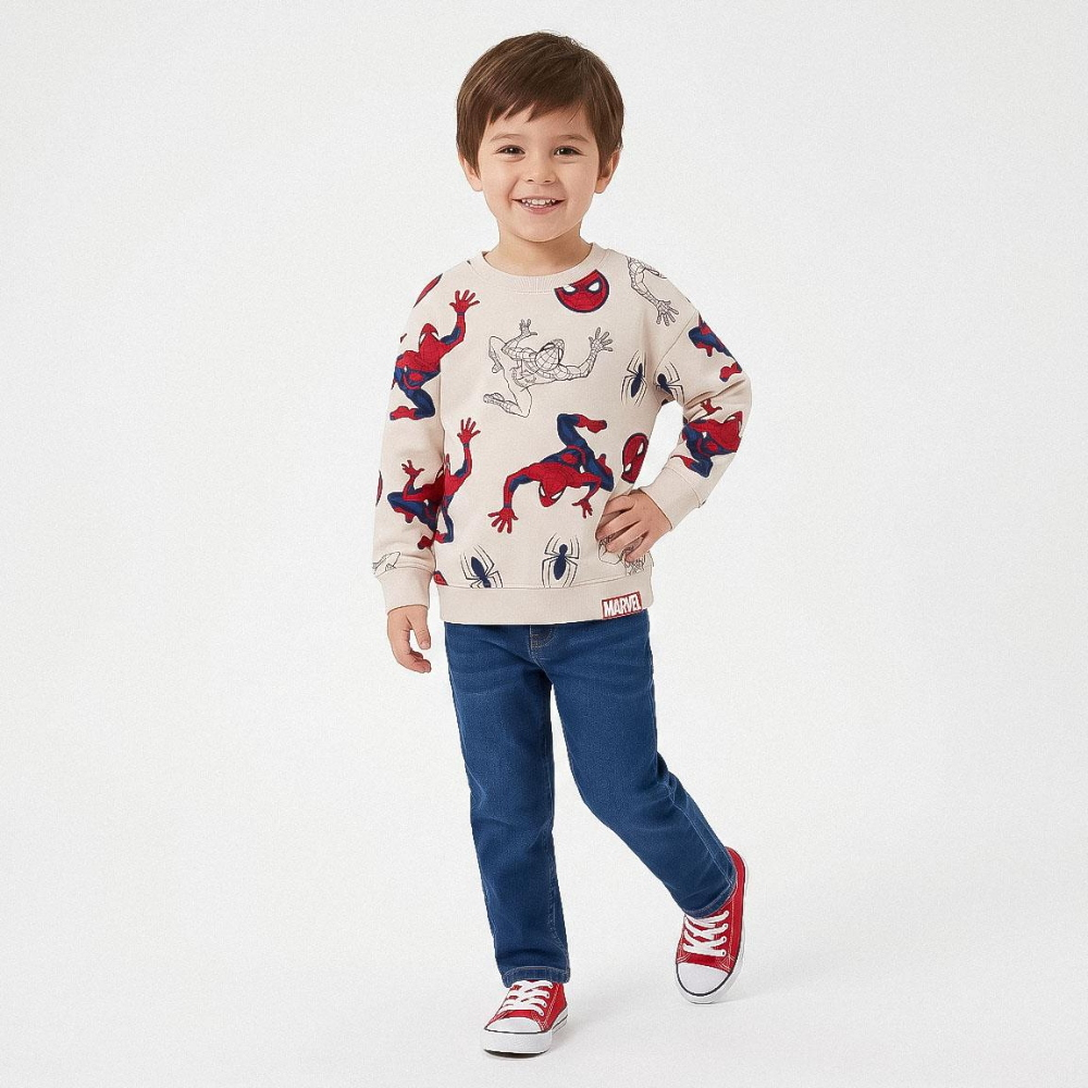 Felpa Spiderman MARVEL Bambino in Misto Cotone Garzato Maglia Felpata - 3508