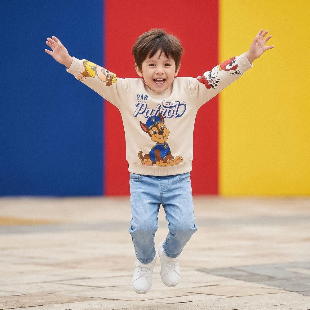 Felpa Paw Patrol Bambino in Misto Cotone Garzato Maglia Felpata - 3551