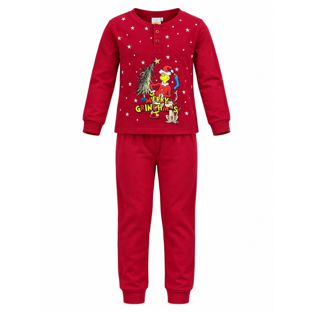 Pigiama Natalizio Grinch Completo in 100% Caldo Cotone Bambino - Gri1903