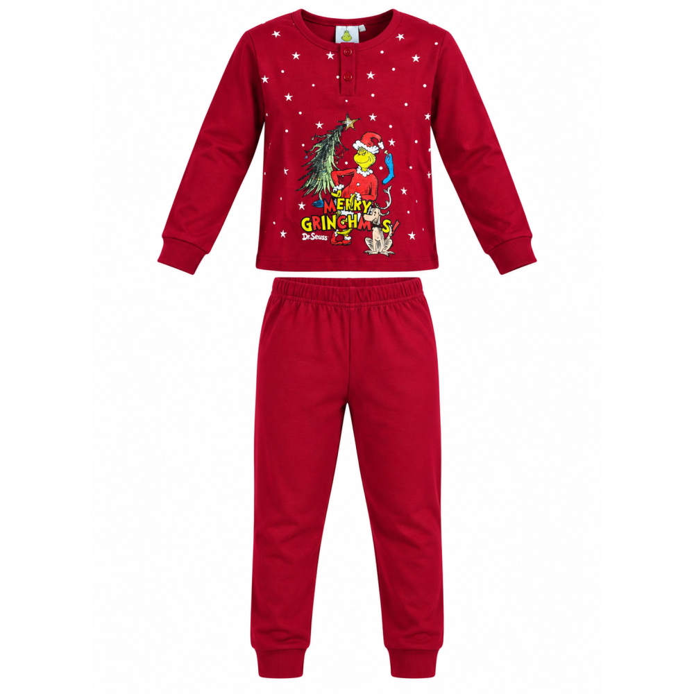 Pigiama Natalizio Grinch Completo in 100% Caldo Cotone Bambina - Gri1905