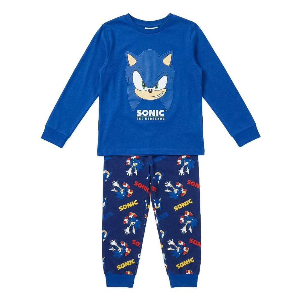 Pigiama Manica Lunga Sonic in Caldo Cotone Maglia e Pantaloni - 3619