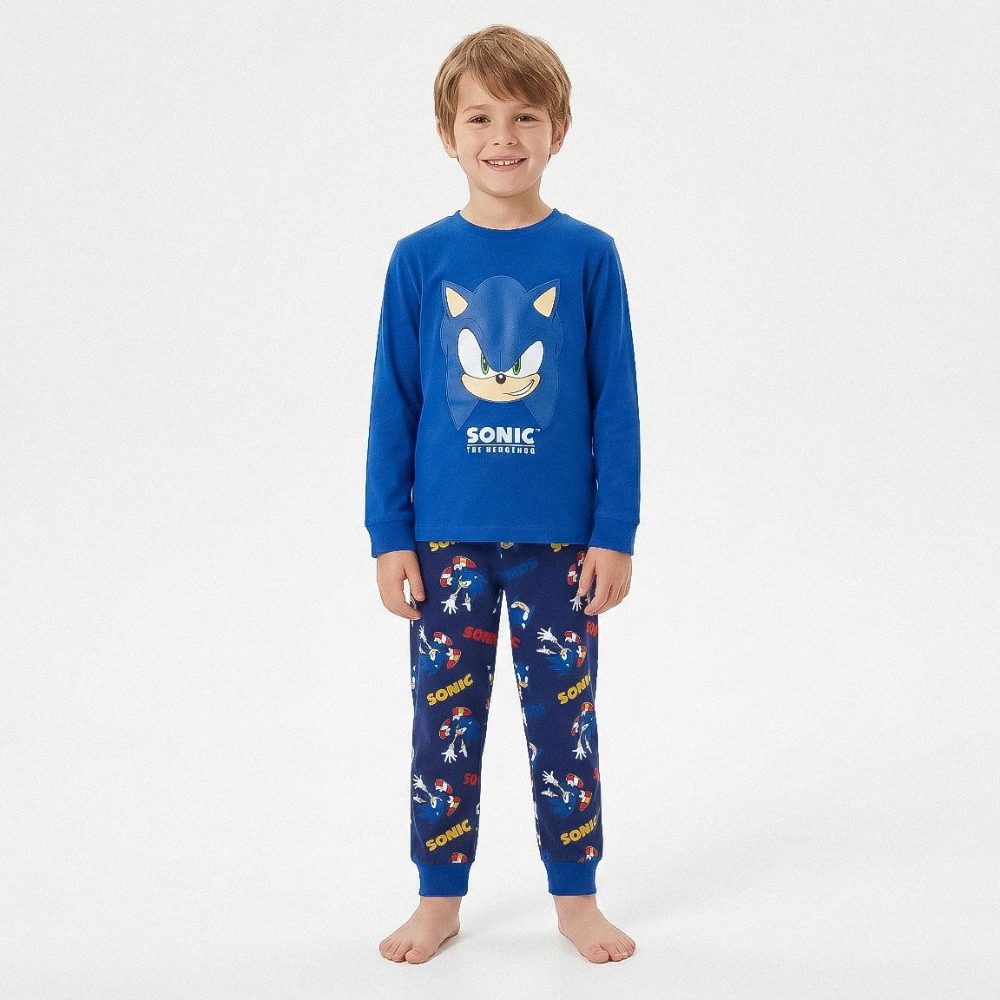 Pigiama Manica Lunga Sonic in Caldo Cotone Maglia e Pantaloni - 3619