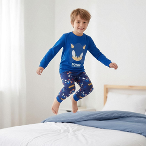 Pigiama Manica Lunga Sonic in Caldo Cotone Maglia e Pantaloni - 3619