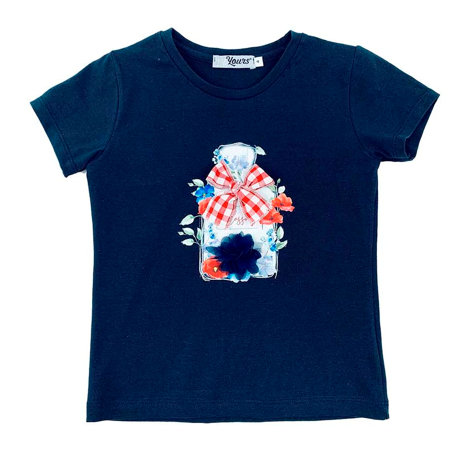 T-Shirt Yours Manica Corta Blu Bambina 3/7 Anni - Y8140