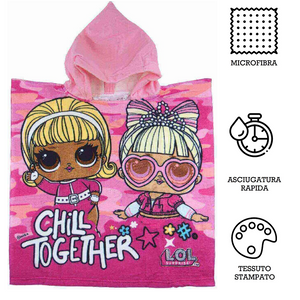 Poncho Mare Lol Surprise Asciugamano Accappatoio Microcotone Cm110x55 100%pl- lo 0075