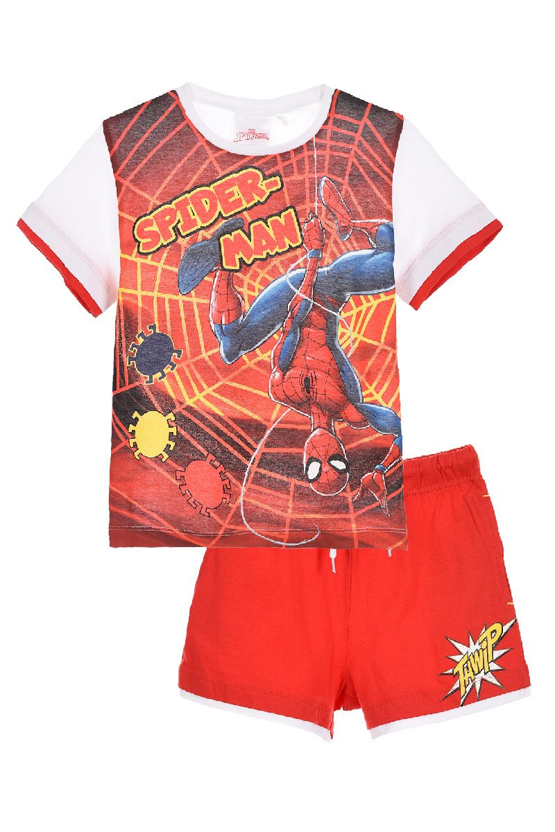 Completo Estivo Spiderman MARVEL Short+t-Shirt Bambino Sun City 3/8 Anni-Et1011rosso
