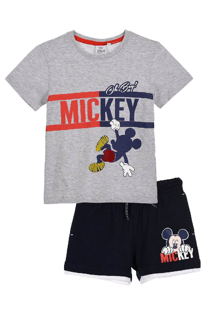 Completo Estivo Topolino Mickey Mouse DISNEY Short+t-Shirt Bambino Sun City 3/8 Anni-Et1200grigio