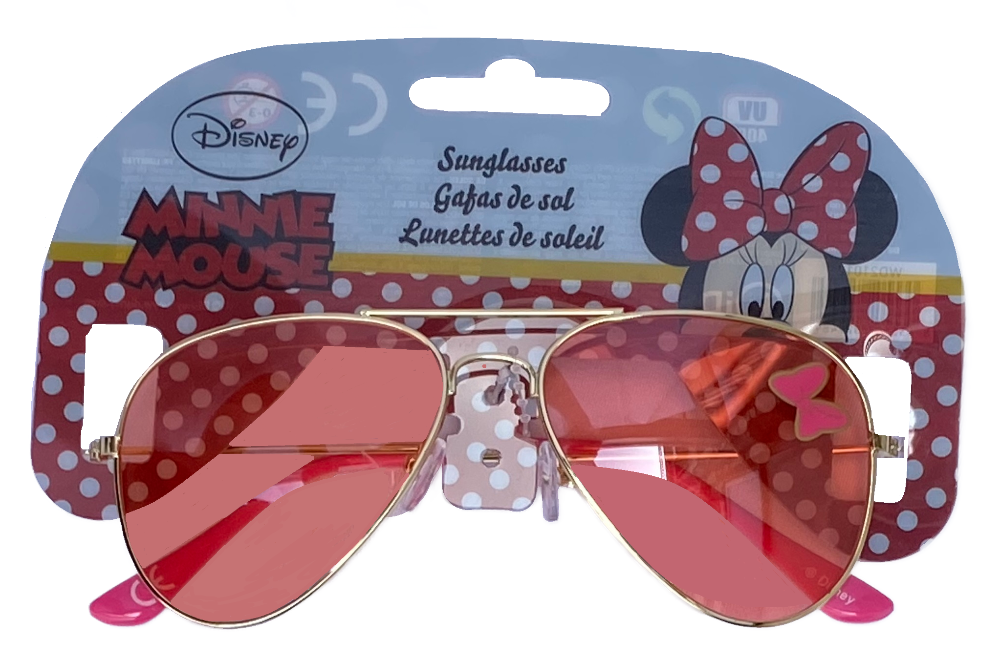 Occhiali da Sole Minnie Mouse DISNEY in Metallo Lenti Colorate con Filtro Uv400 - Wd21012