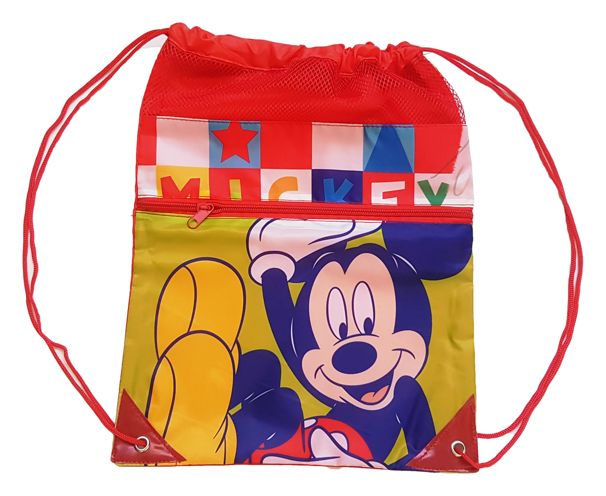 Sacca Mickey Mouse DISNEY Topolino con Chiusura a Coulisse Tasca Frontale Borsa Tempo Libero Palestra Cm. 40x30 - Wd21023