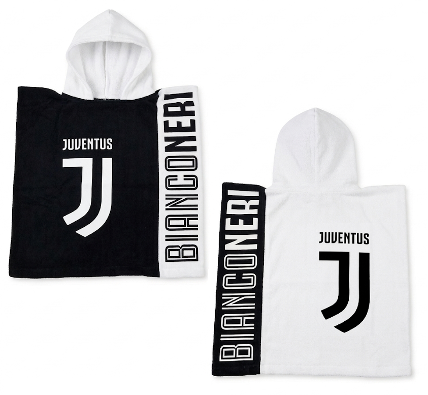 Poncho Mare Juventus Campioni Bianconeri Asciugamano Accappatoio Microcotone Cm110x55 100%pl- Ju50191