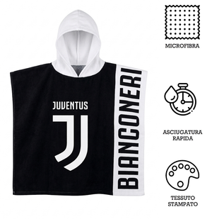Poncho Mare Juventus Campioni Bianconeri Asciugamano Accappatoio Microcotone Cm110x55 100%pl- Ju50191