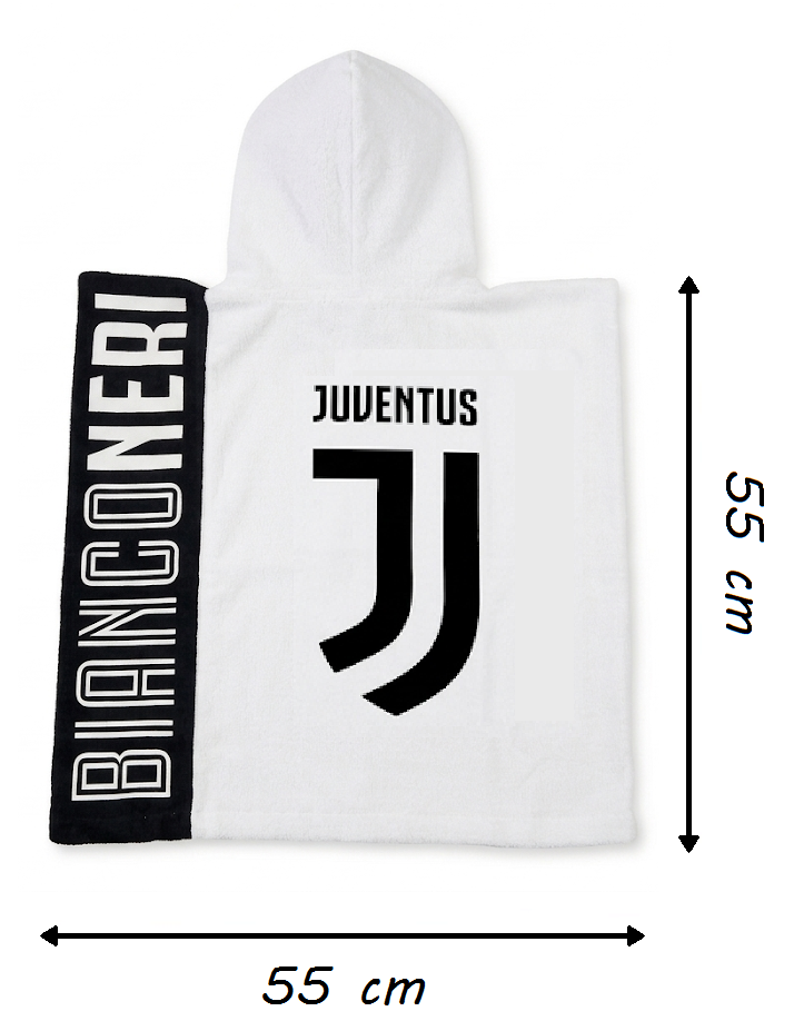 Poncho Mare Juventus Campioni Bianconeri Asciugamano Accappatoio Microcotone Cm110x55 100%pl- Ju50191