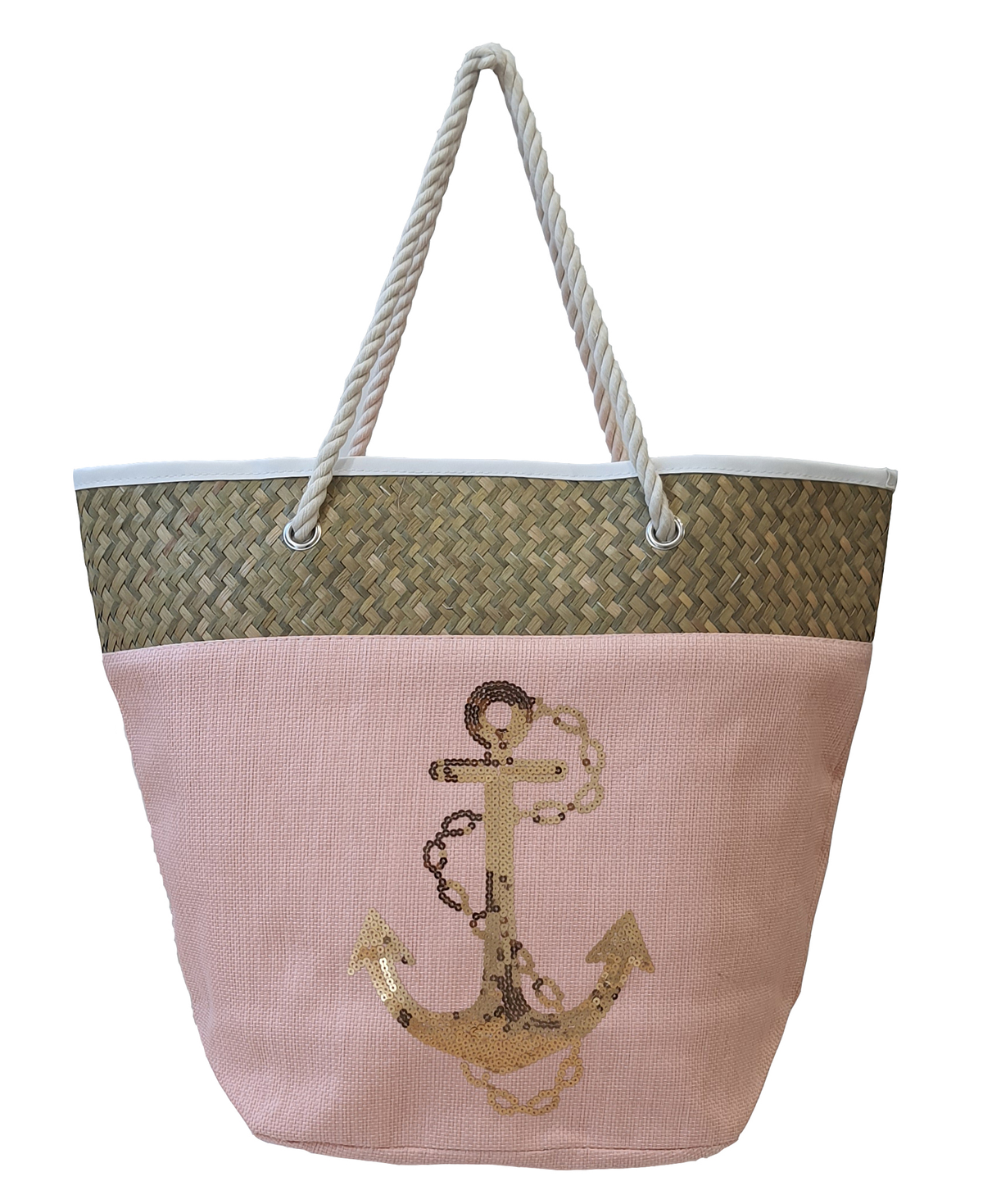 Borsa Mare Ad Trend in Paglia Borsa Spiaggia Tempo Libero Paillettes 55 X 18 X H.41 CM - 66628/r