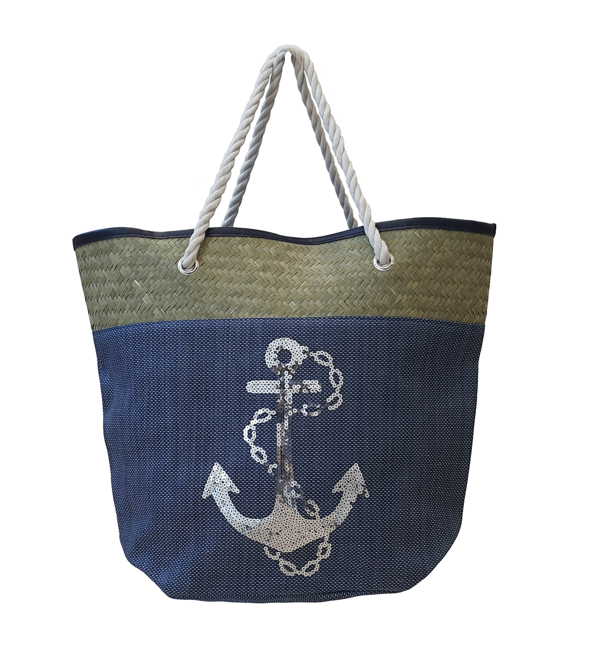 Borsa Mare Ad Trend in Paglia Borsa Spiaggia Tempo Libero Paillettes 55 X 18 X H.41 CM - 66628/b