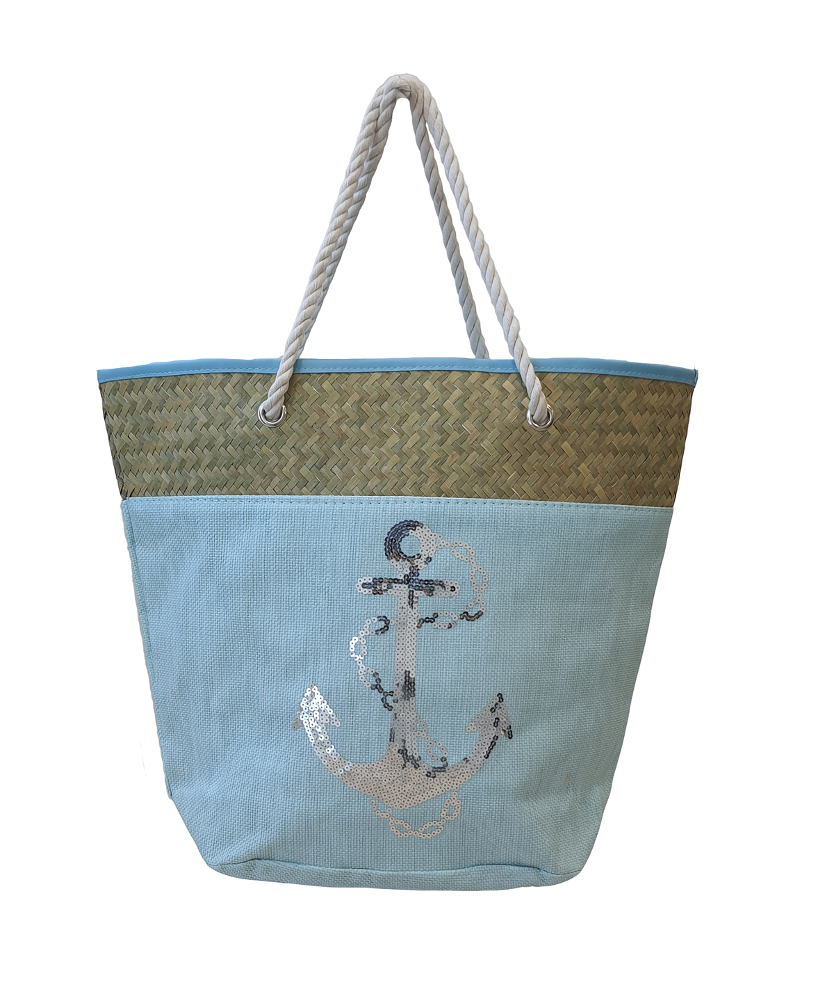 Borsa Mare Ad Trend in Paglia Borsa Spiaggia Tempo Libero Paillettes 55 X 18 X H.41 CM - 66628/c