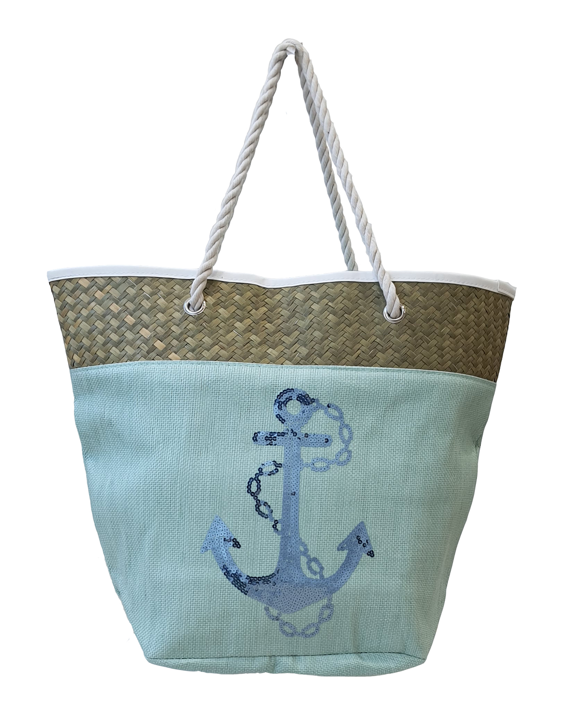 Borsa Mare Ad Trend in Paglia Borsa Spiaggia Tempo Libero Paillettes 55 X 18 X H.41 CM - 66628/t