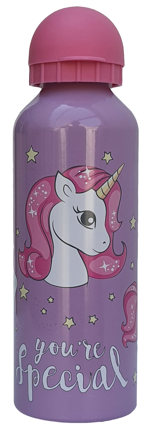 Borraccia in Alluminio Unicorno con Beccuccio e Coperchio 500 Ml - Kl10773/f