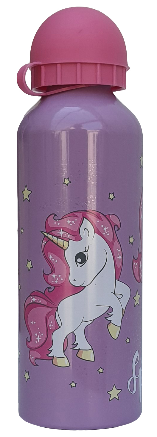 Borraccia in Alluminio Unicorno con Beccuccio e Coperchio 500 Ml - Kl10773/f