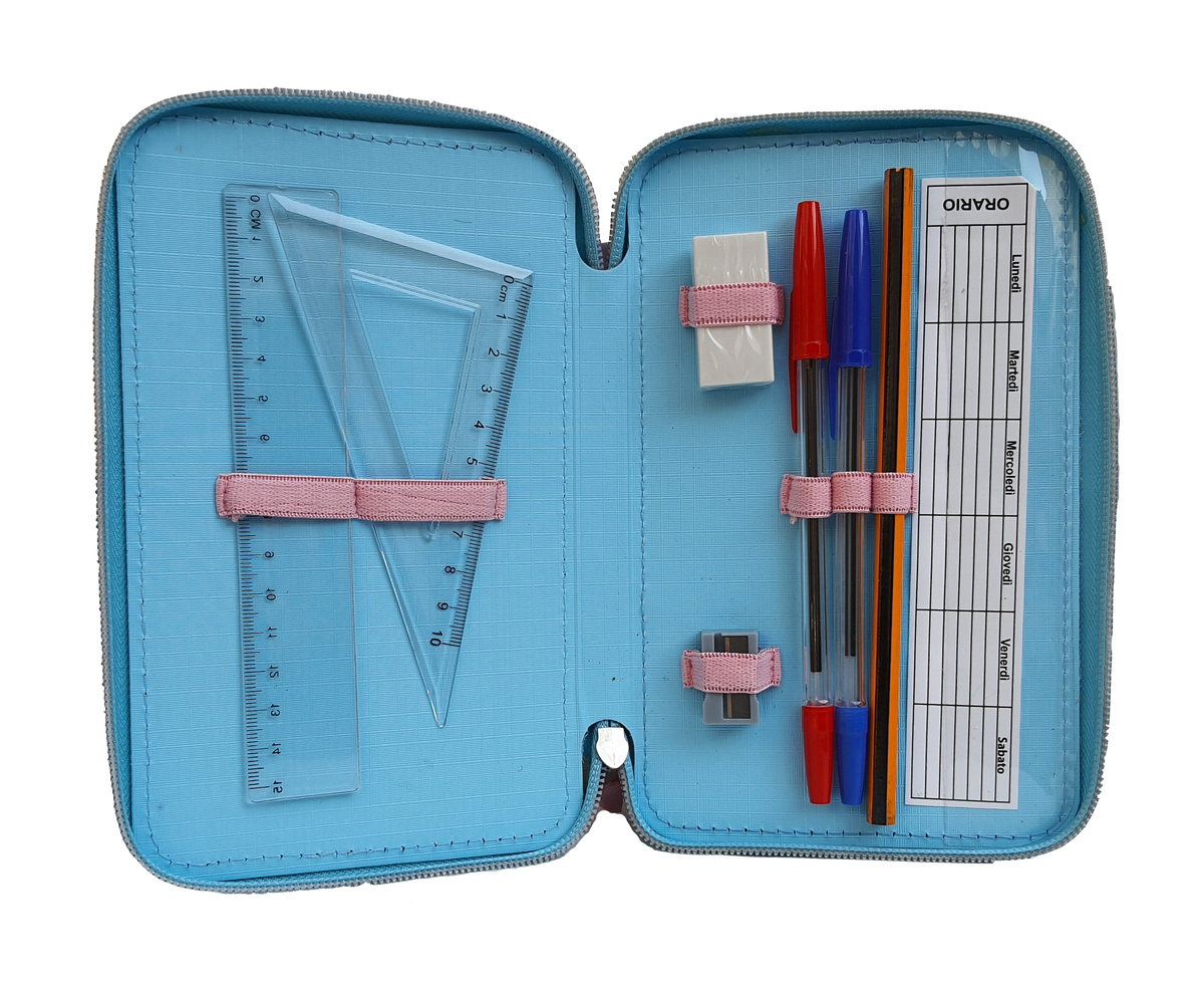 Astuccio Scuola 3d Frozen DISNEY Elsa Anna Multiscomparto 3 Zip Pastelli Fila Pennarelli Giotto - Fr0632