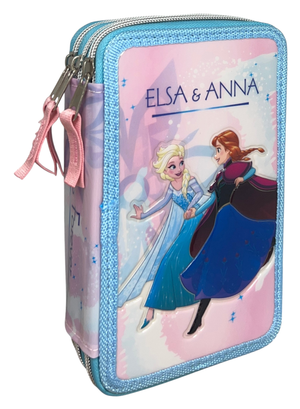 Astuccio Scuola 3d Frozen DISNEY Elsa Anna Multiscomparto 3 Zip Pastelli Fila Pennarelli Giotto - Fr0632