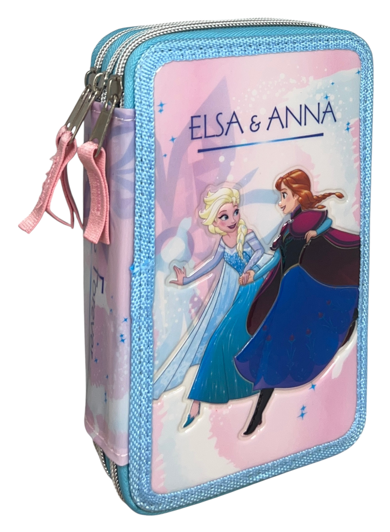 Astuccio Scuola 3d Frozen DISNEY Elsa Anna Multiscomparto 3 Zip Pastelli Fila Pennarelli Giotto - Fr0632