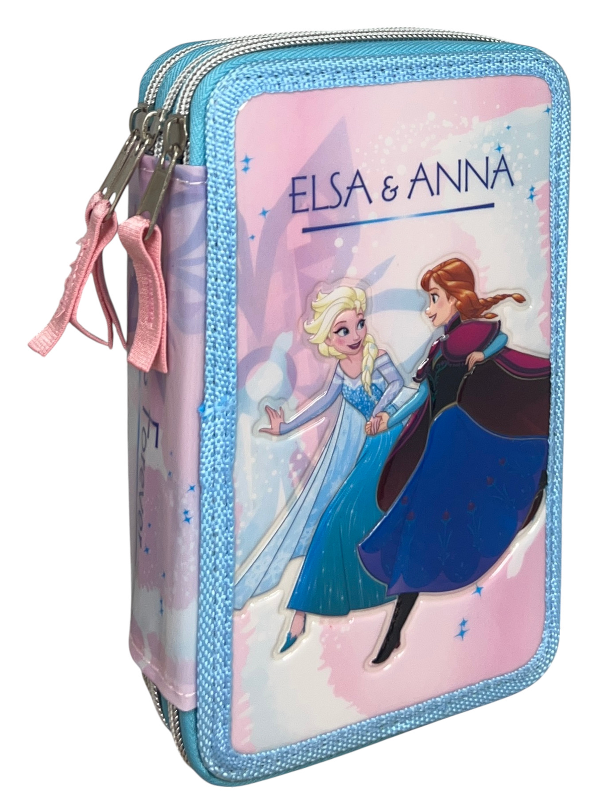 Astuccio Scuola 3d Frozen DISNEY Elsa Anna Multiscomparto 3 Zip Pastelli Fila Pennarelli Giotto - Fr0632