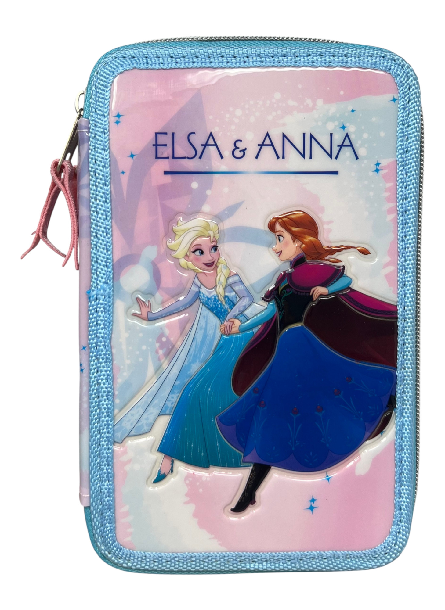 Astuccio Scuola 3d Frozen DISNEY Elsa Anna Multiscomparto 3 Zip Pastelli Fila Pennarelli Giotto - Fr0632