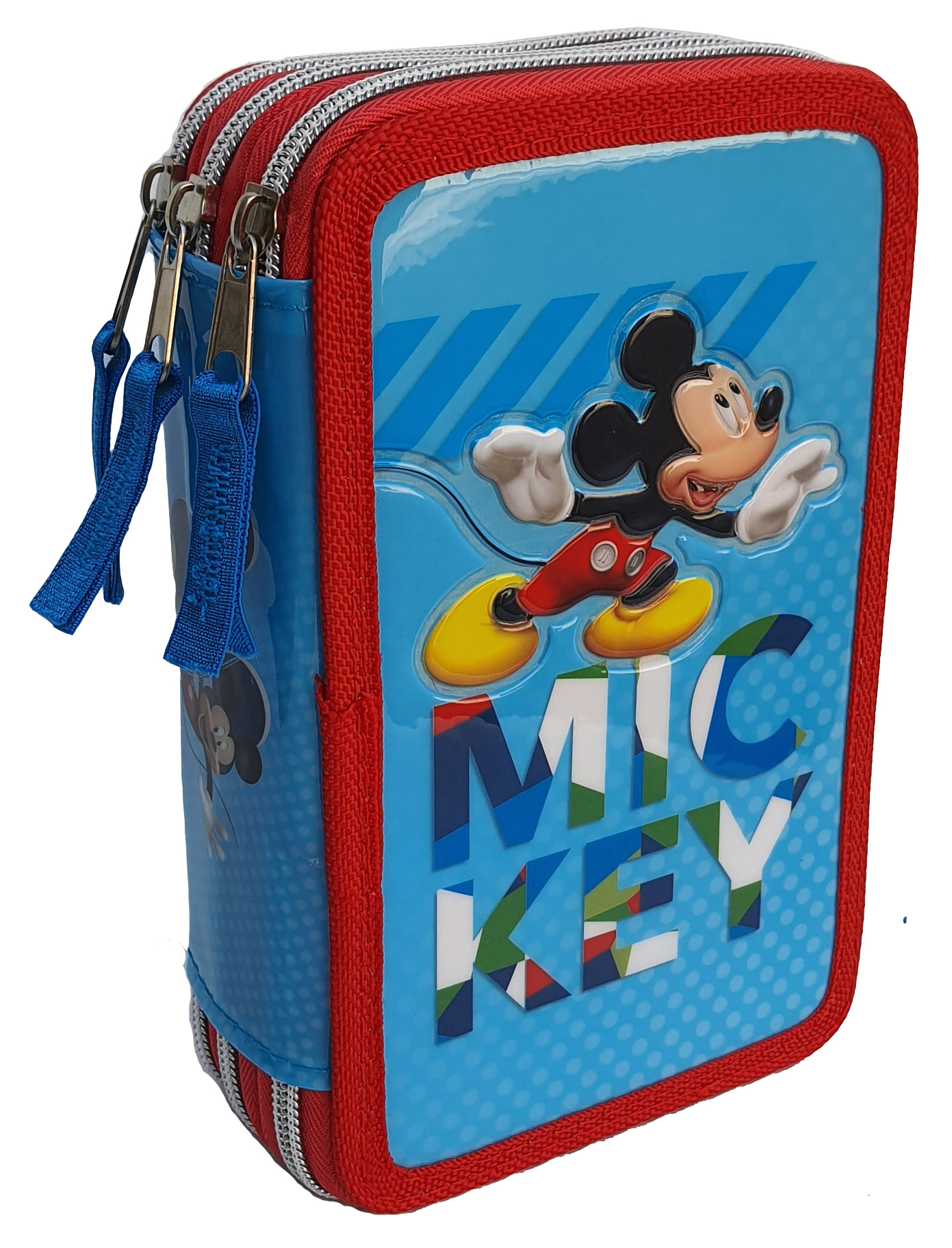 Astuccio Scuola 3d Mickey Mouse DISNEY Topolino Multiscomparto 3 Zip Portacolori Fila Giotto - Mic0632