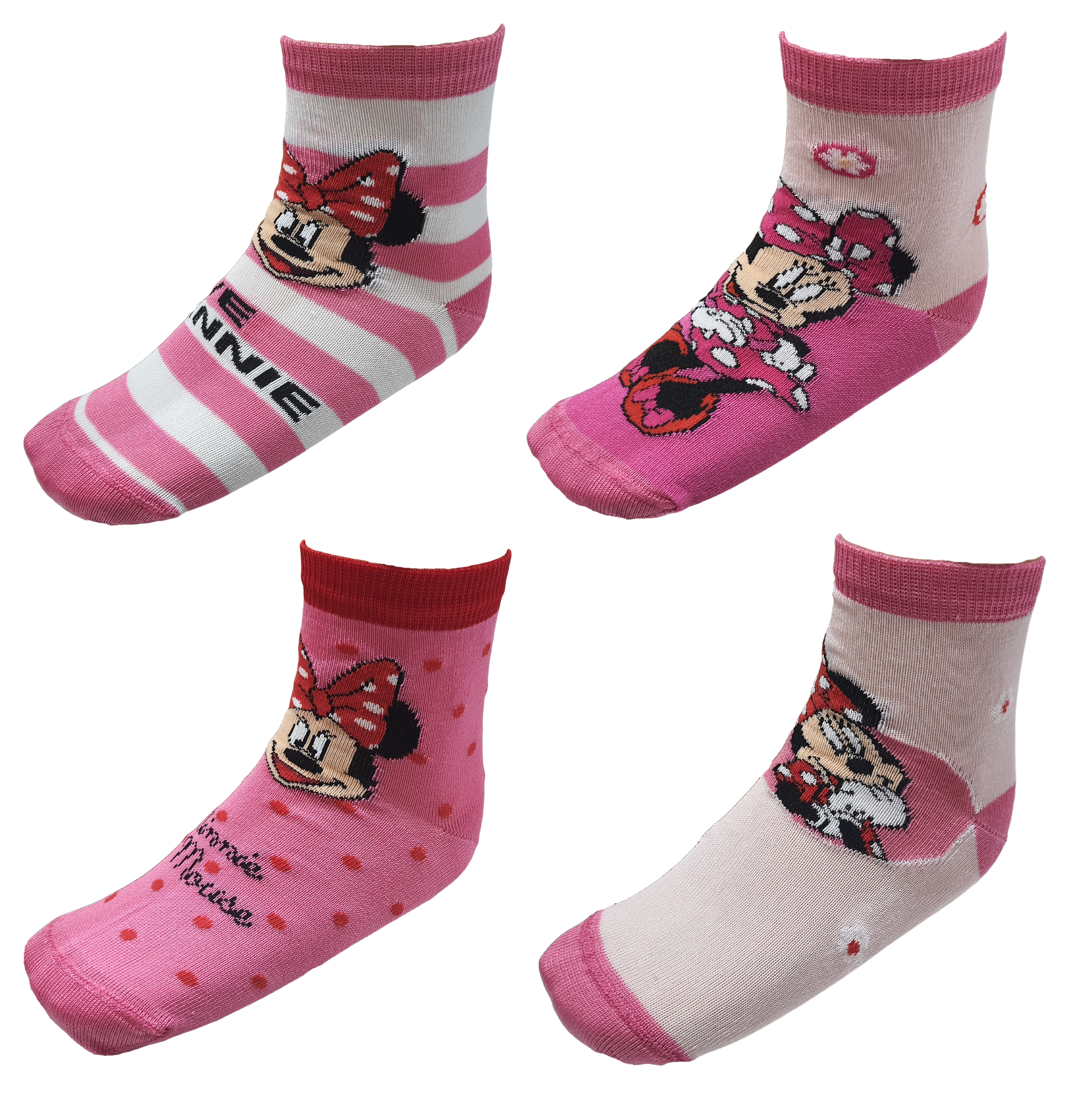 Calzini Minnie Mouse DISNEY in Cotone Mercerizzato 4 Paia Taglie 23/34 - Min273