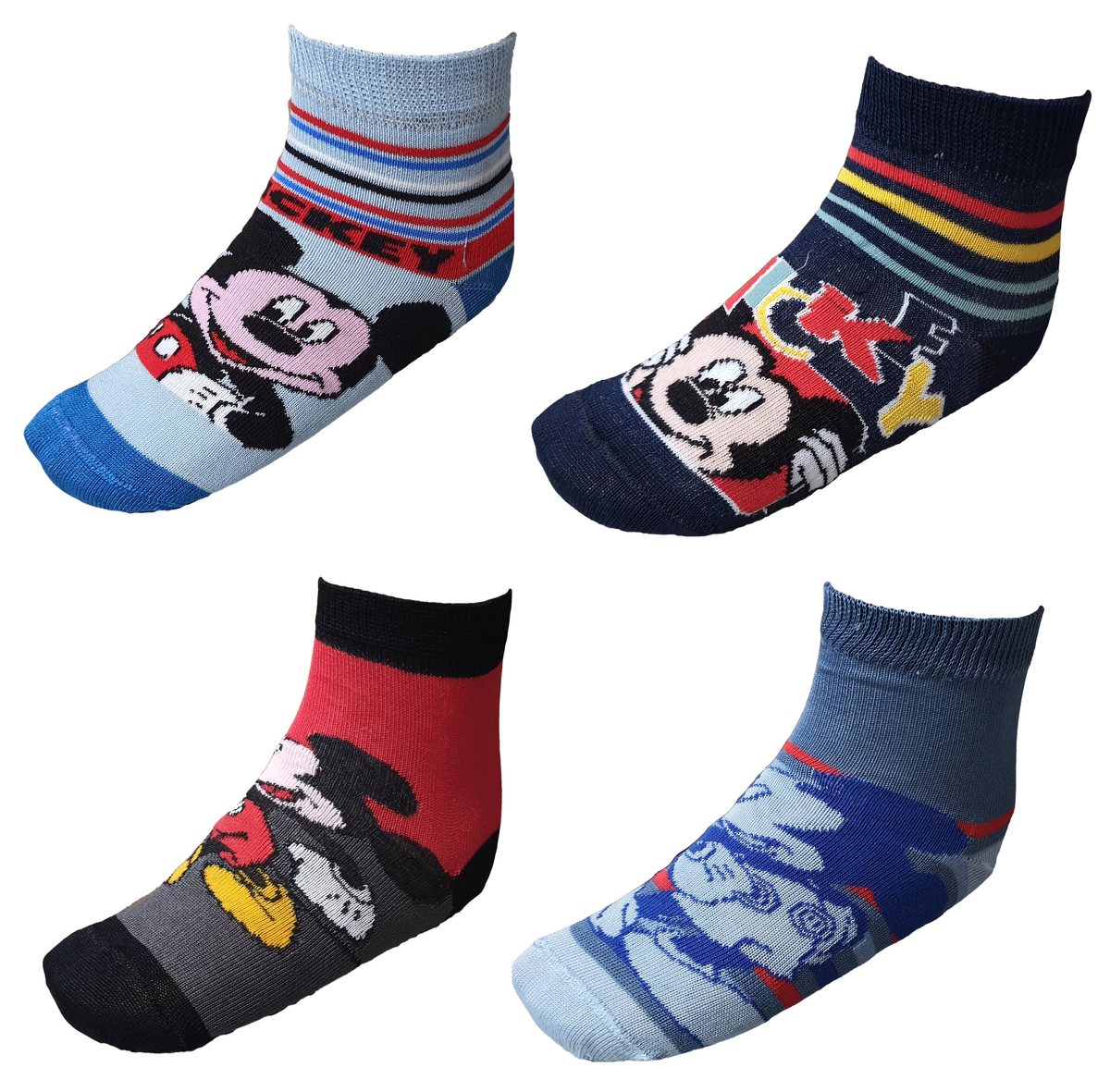 Calzini Mickey Mouse DISNEY Topolino in Cotone Mercerizzato 4 Paia Taglie 23/34 - Mik485