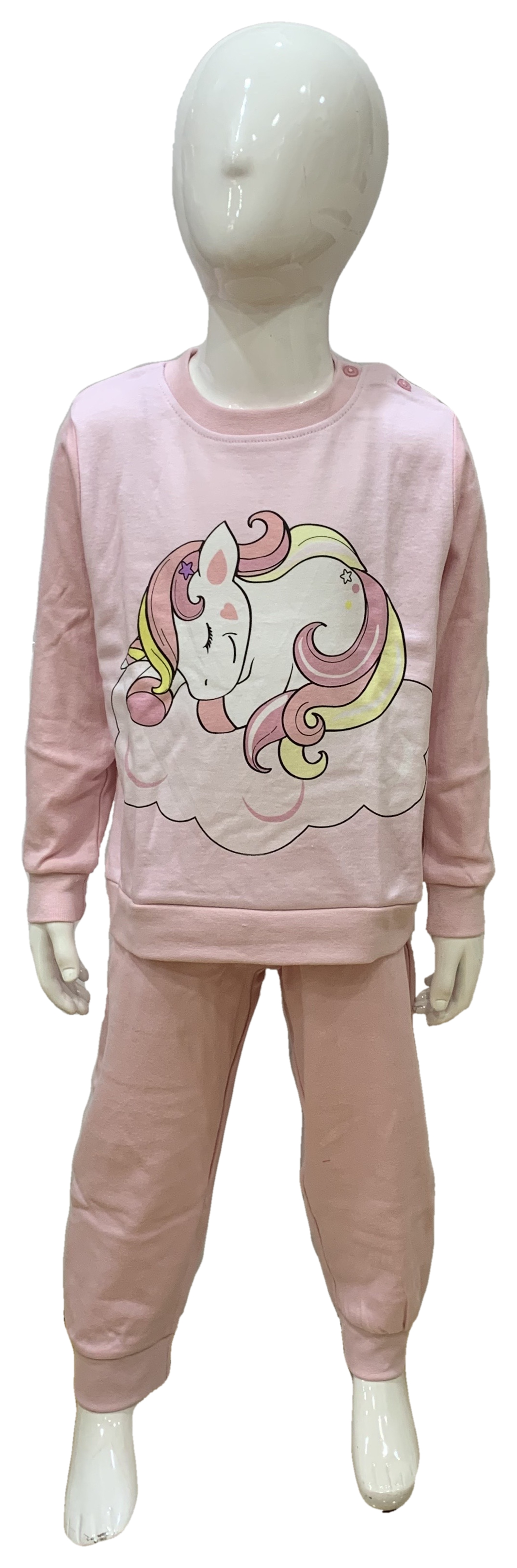 Pigiama Lungo Unicorno T-Shirt Pantalone 100% Cotone Interlock 12/30 Mesi - 1043/r