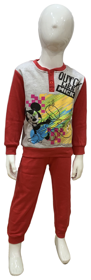 Pigiama Lungo Mickey Mouse DISNEY Topolino T-Shirt Pantalone 100% Cotone Interlock 3/6 Anni - 0927/r