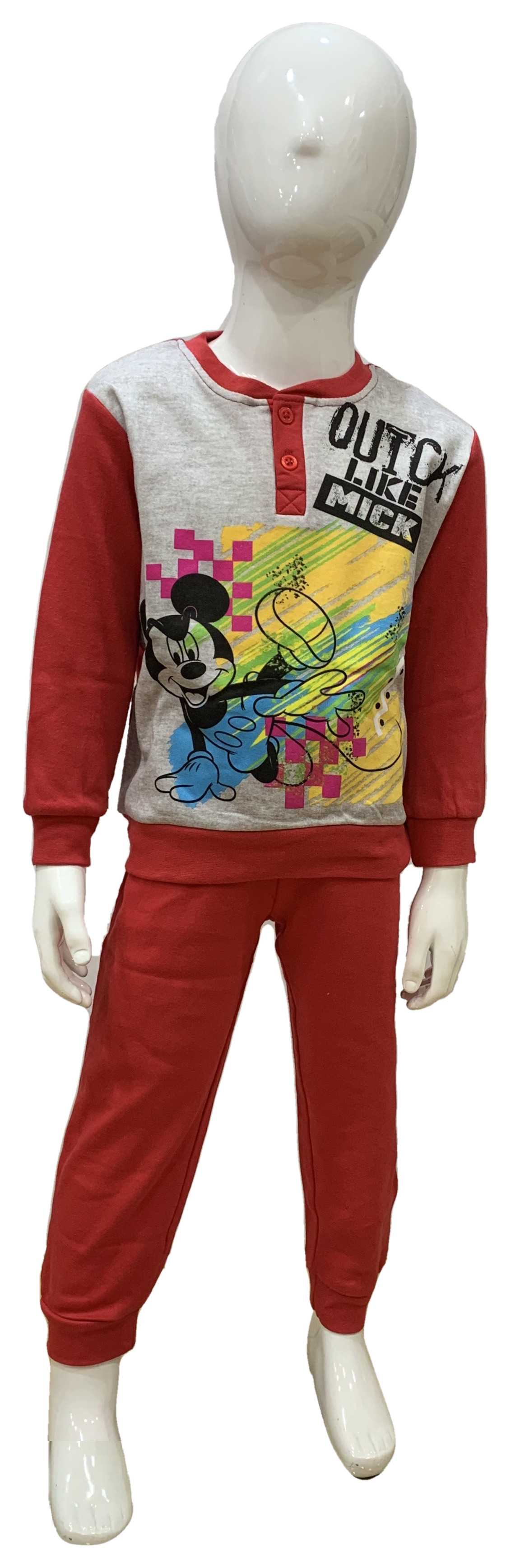 Pigiama Lungo Mickey Mouse DISNEY Topolino T-Shirt Pantalone 100% Cotone Interlock 3/6 Anni - 0927/r