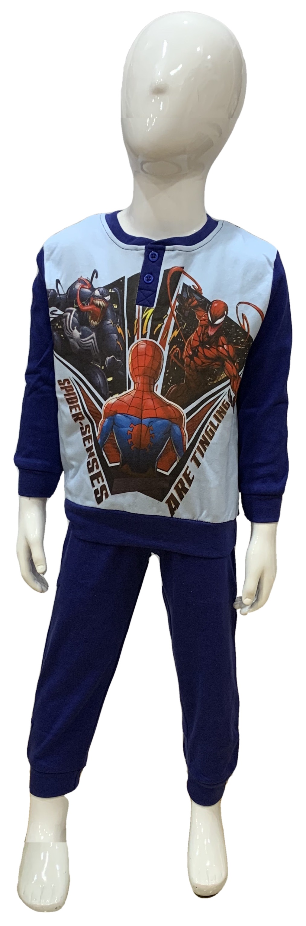 Pigiama Lungo Spiderman MARVEL T-Shirt Pantalone 100% Cotone Interlock 3/8 Anni - 0087/b