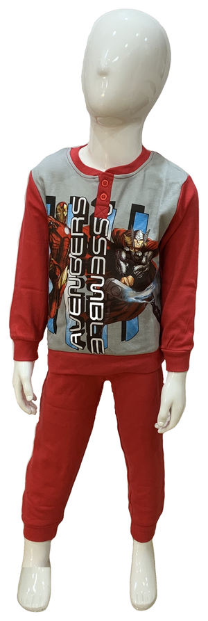 Pigiama Lungo Avengers MARVEL T-Shirt Pantalone 100% Cotone Interlock 3/8 Anni - 1001/r