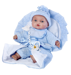 Bambola Rauber Reborn con Voce Scialle Tutina Cappello Bavetto Ciuccio 28 CM - 2818