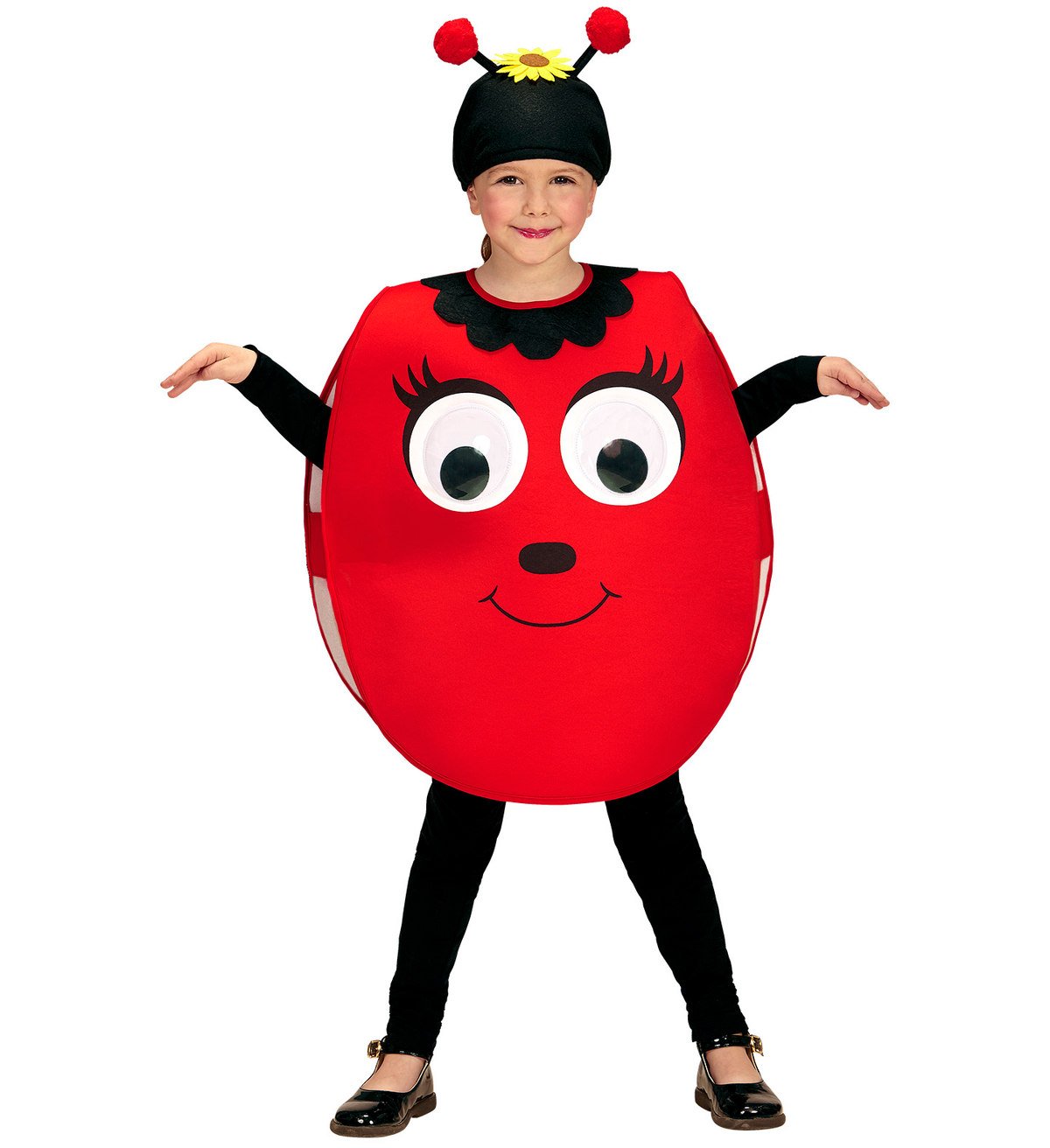 Costume Vestito Abito Travestimento Carnevale Coccinella Dagli Occhi Grandi Pettorina e Copricapo 2/4 Anni - 01472