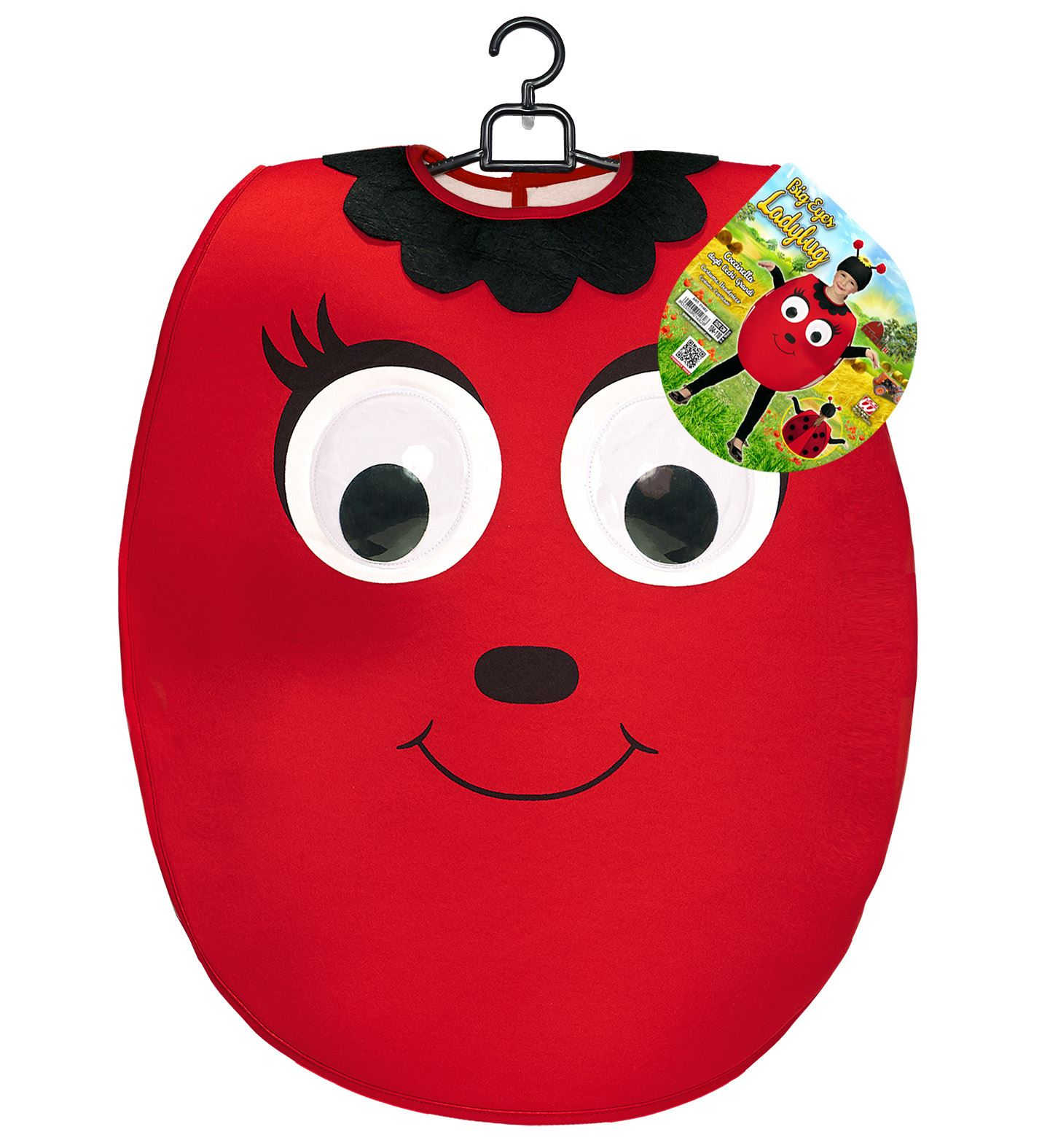 Costume Vestito Abito Travestimento Carnevale Coccinella Dagli Occhi Grandi Pettorina e Copricapo 2/4 Anni - 01472