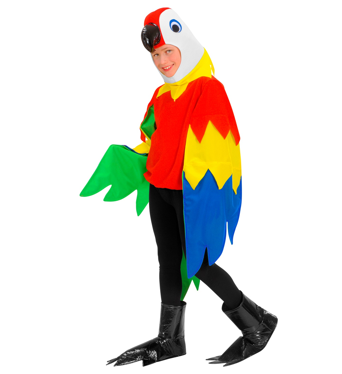 Costume Vestito Abito Travestimento Carnevale Pappagallo Costume Maschera Zampe 5/10 Anni - 4255