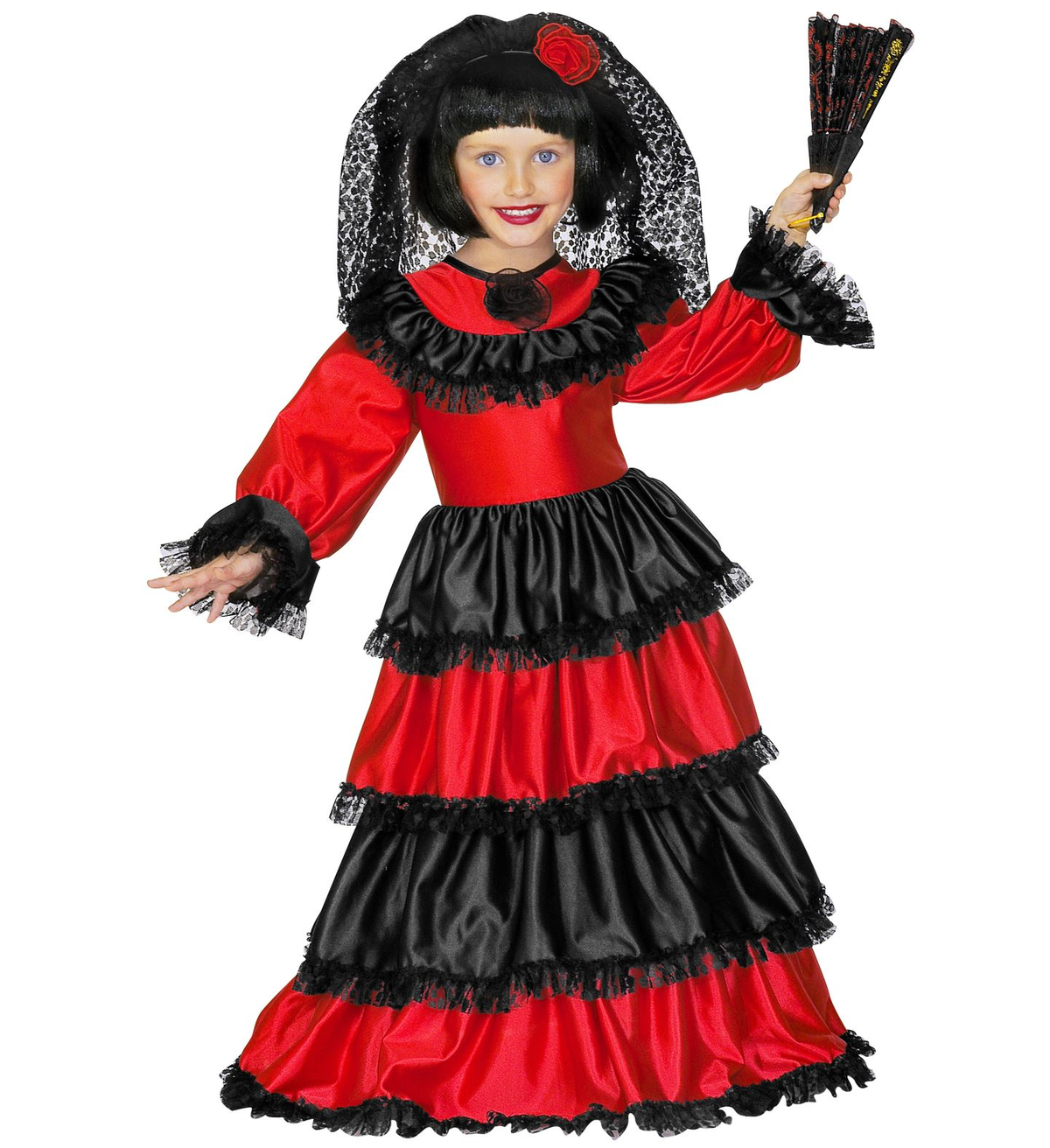 Costume Vestito Abito Travestimento Carnevale Bambina Senorita Vestito e Copricapo 3/5 Anni - 4396e