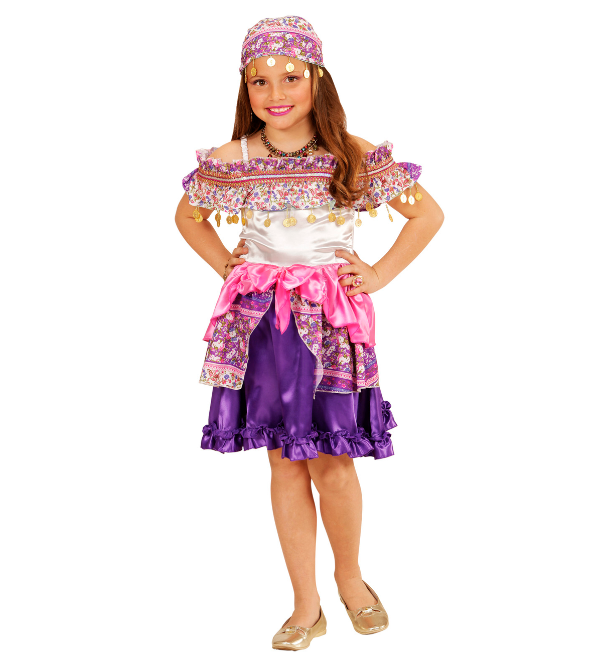 Costume Vestito Abito Travestimento Carnevale Bambina Zingara Vestito e Foulard 4/13 Anni - 4941