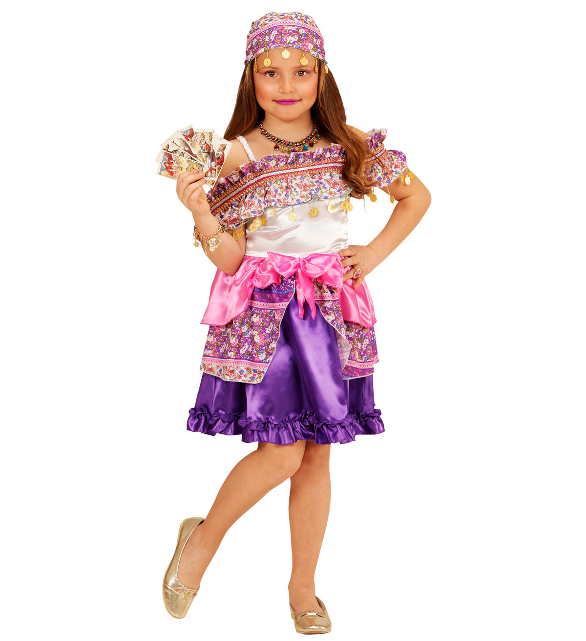 Costume Vestito Abito Travestimento Carnevale Bambina Zingara Vestito e Foulard 4/13 Anni - 4941