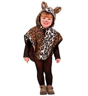 Costume Vestito Abito Travestimento Carnevale Leopardo Poncho con Cappuccio 1/4 Anni - 5931p