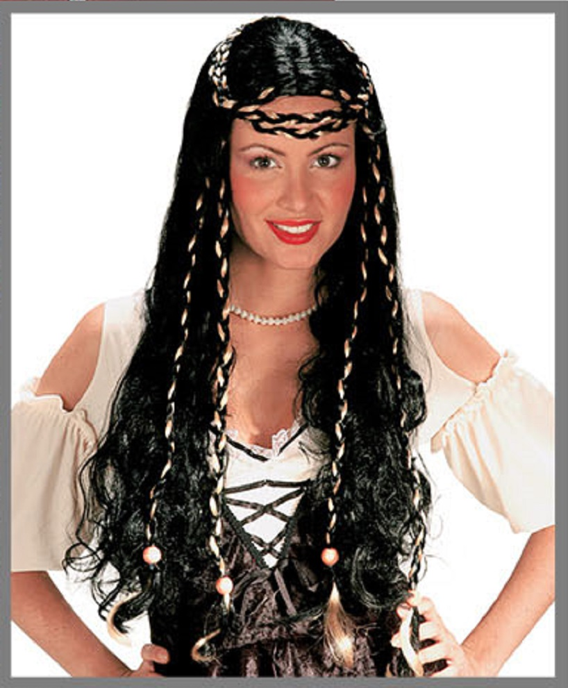Parrucca Monnalisa con Trecce Accessori per Abito Vestito Travestimento Carnevale - 6143mnera