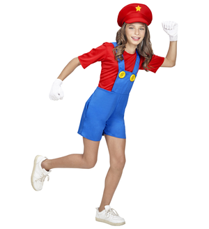 Vestito Carnevale + Accessori Super Idraulica Tuta Cappello Baffi 5/7 Anni - 0869+0835o