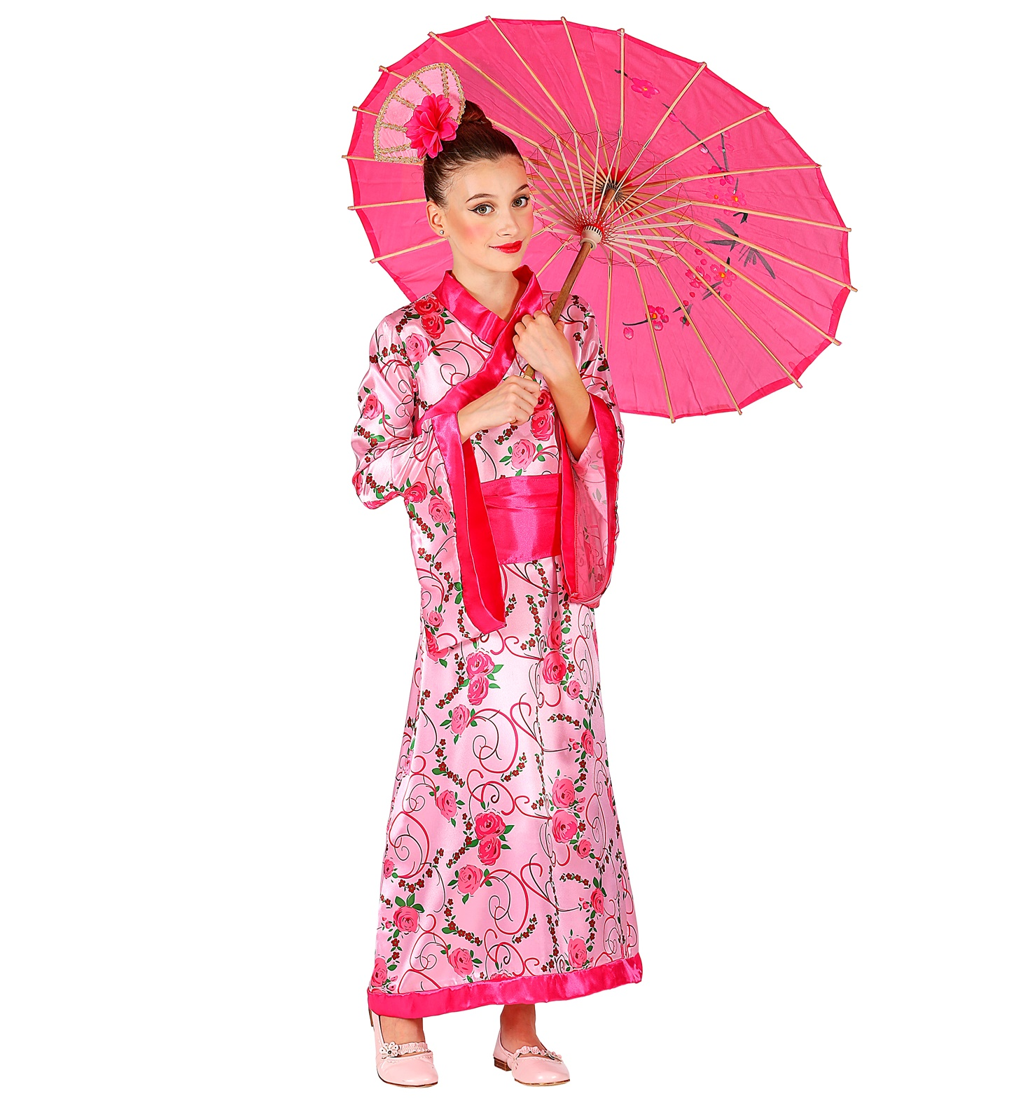 Costume Vestito Abito Travestimento Carnevale Principessa Asiatica Kimono e Copricapo 4/13 Anni - 0987