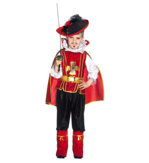 Vestito Carnevale + Accessori Moschettiere Casacca Pantaloni Mantello Cappello Fioretto 4/5 Anni Travestimento - 3683+34152+6765z