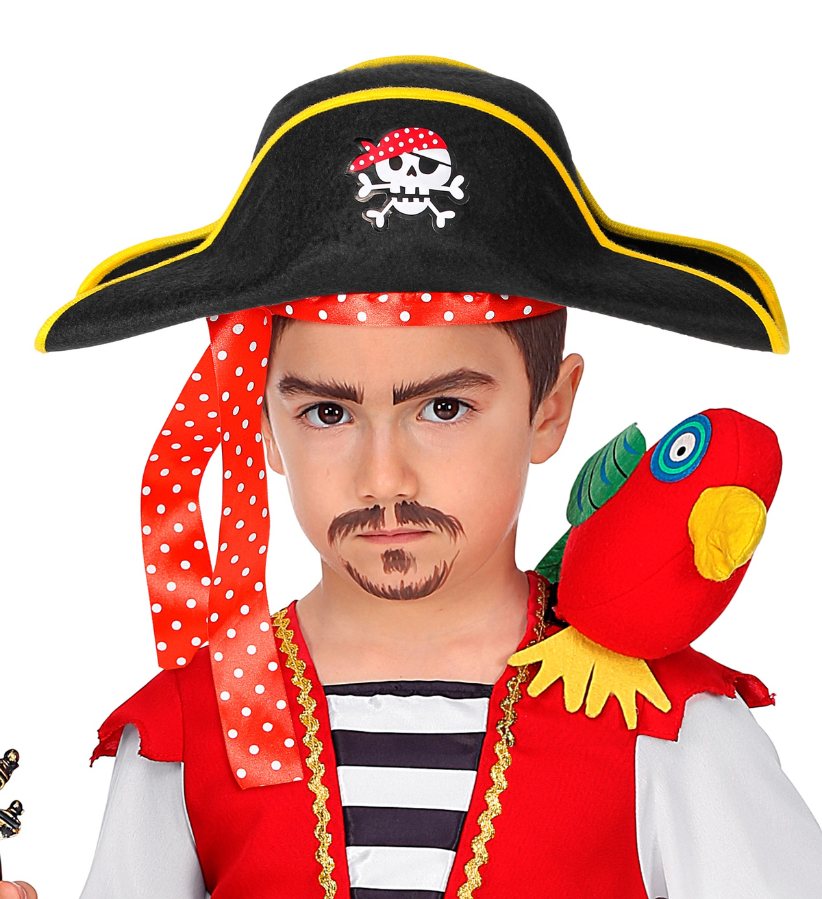 Vestito Carnevale + Accessori Pirata Costume Sciabola Scudo Cappello Travestimento (4/5 Anni)